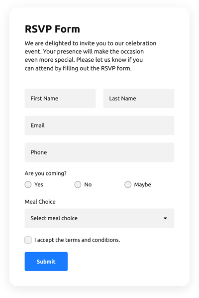 Create Rsvp Form Template for Squarespace free plugin