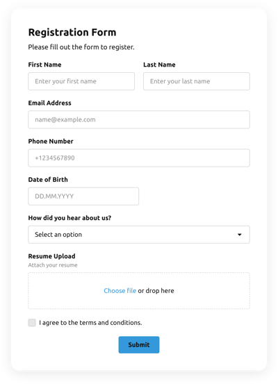 Registration Form Templates - Create Online Registration Forms