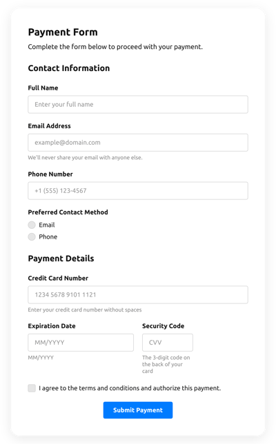 Contact Form Templates Create Online Contact Forms for Website