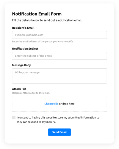 Notification Email Form