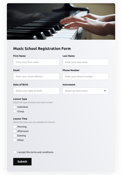 Music School Registration Form