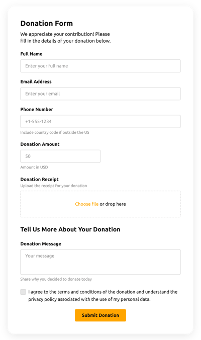 File Upload Donation Form