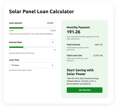 Solar Panel Loan Calculator