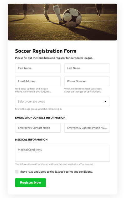 Soccer Registration Form