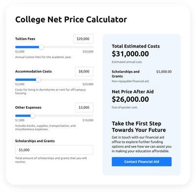 Colleges Net Price Calculator