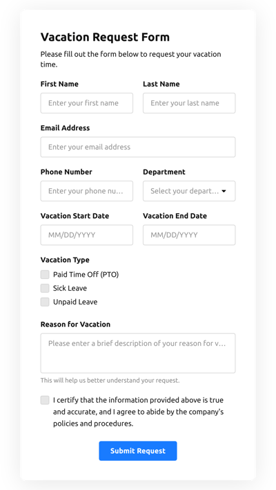 Vacation Request Form