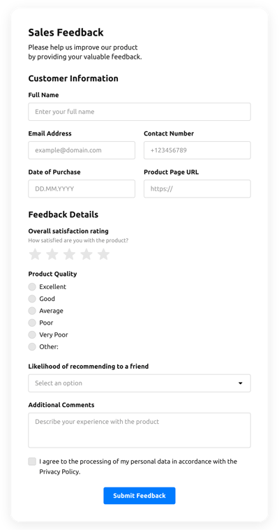 Sales Feedback Form