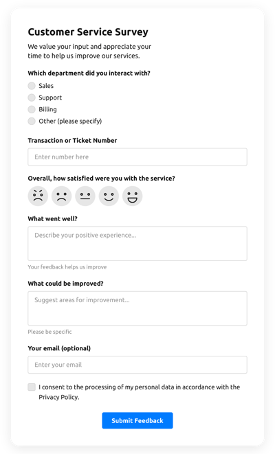 Customer Service Survey Form