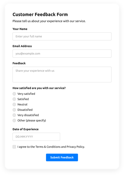 Success Message Form