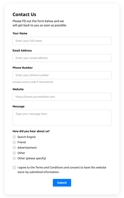 Auto Reply Contact Form