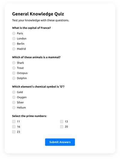 Multiple Choice Quiz
