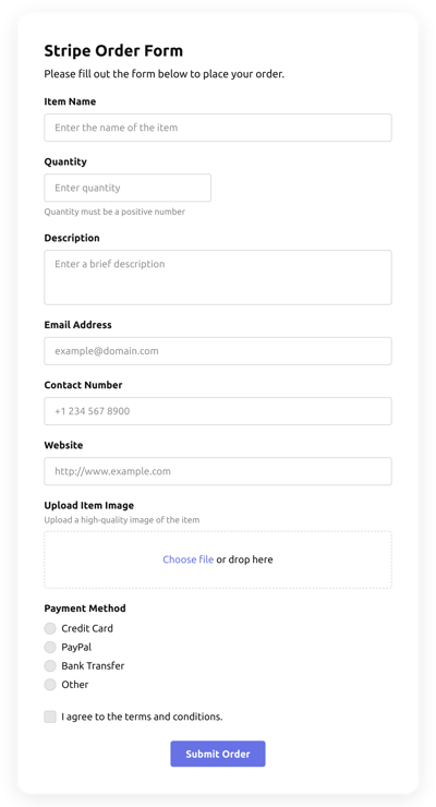Stripe Order Form