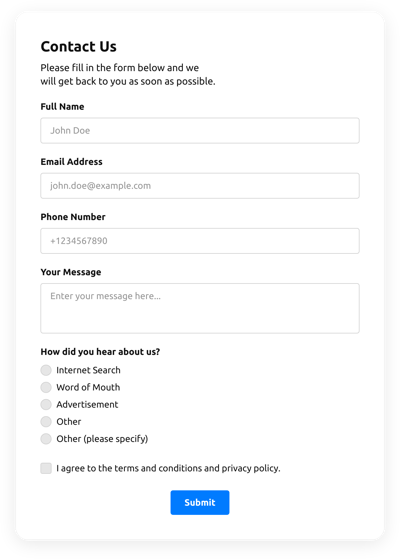 Validation Contact Form