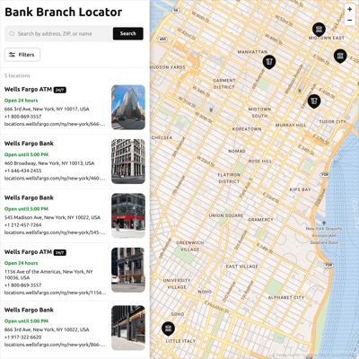 HTML Bank Branch Locator template