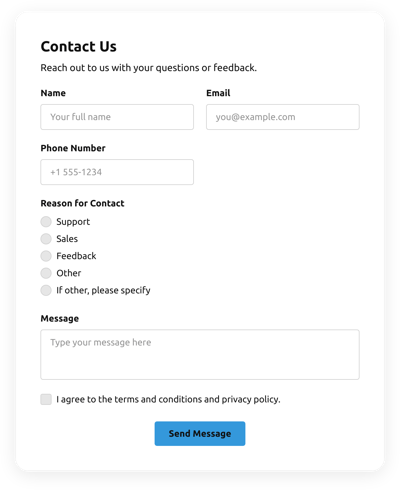 Horizontal Contact Form