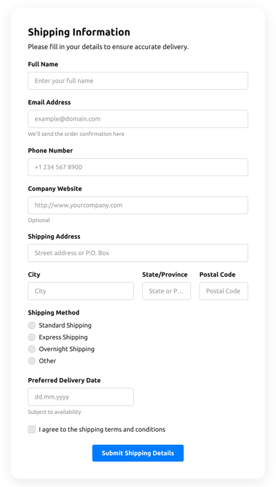 Shipping Form