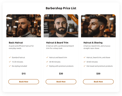 Barbershop Price List