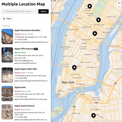 HTML Multiple Location Map template