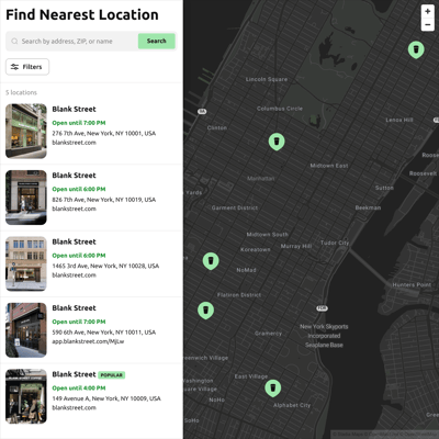 HTML Find Nearest Location template