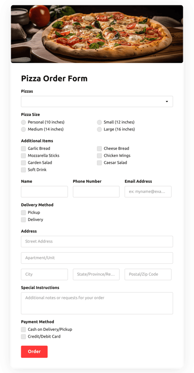 Pizza Order Form