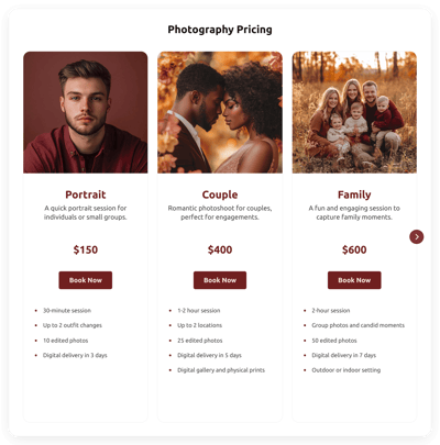 Photography Pricing