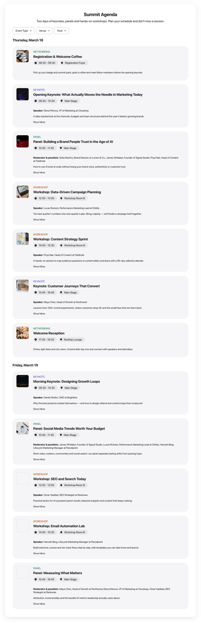 HTML Event Agenda template