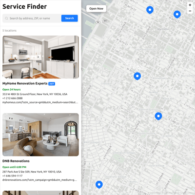 HTML Service Finder template