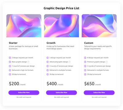 Graphic Design Price List