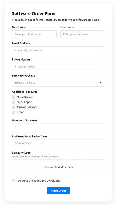 Software Order Form