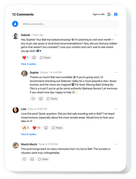 Comments widget for Webnode website