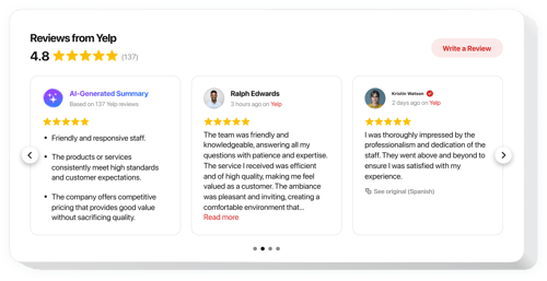 Embed Yelp Reviews to Highlight Dining Experiences