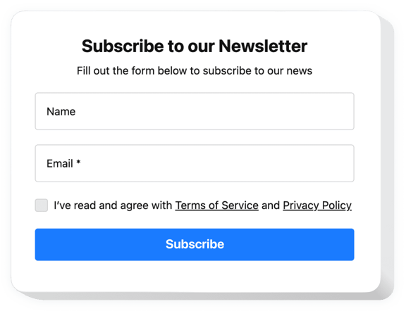 Subscription Form widget for website