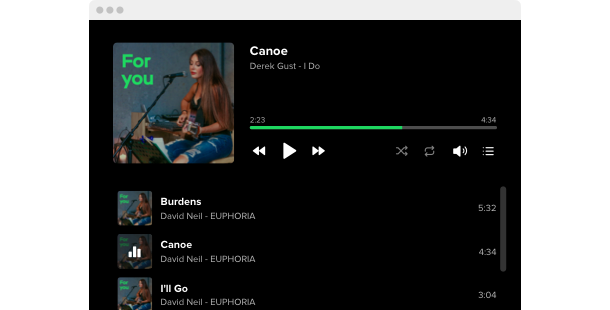 Spotify player widget for website