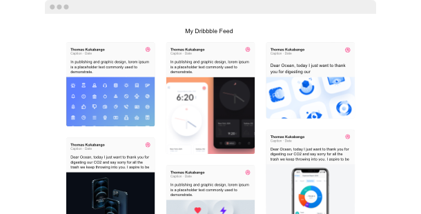 Dribbble Feed plugin for Wix