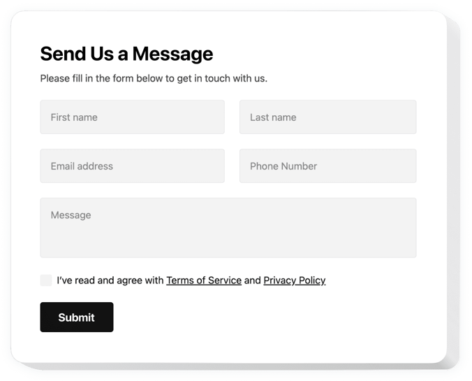 Webnode Contact Form widget