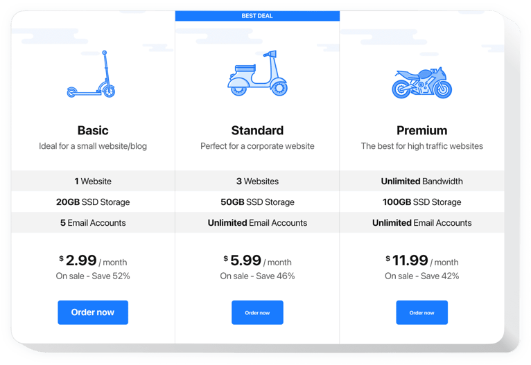  Pricing Table widget for website