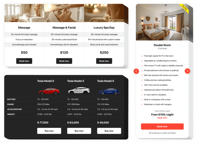 Preislisten Widgets auf Ihrer Website