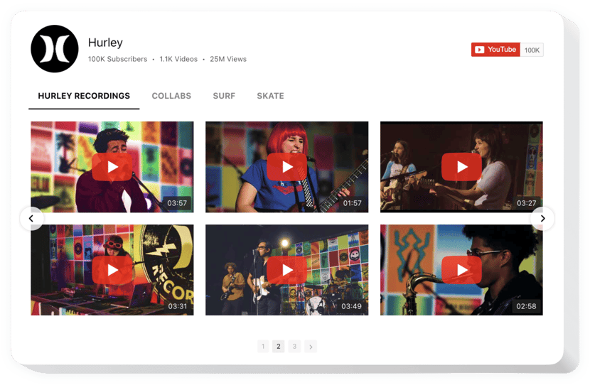 App Galerie YouTube pour Wix