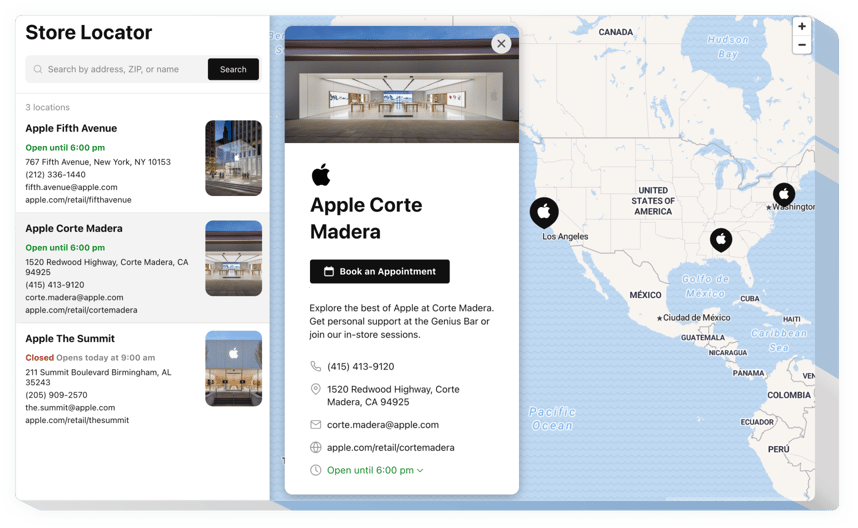 Widget Localizador de tiendas Webnode