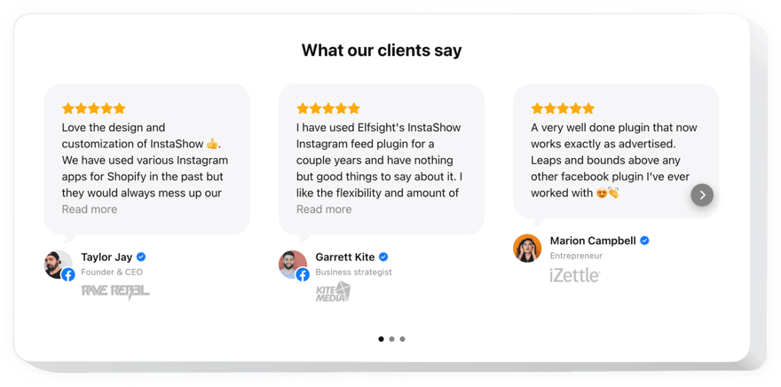 Testimonials-Slider-Widget für Webnode