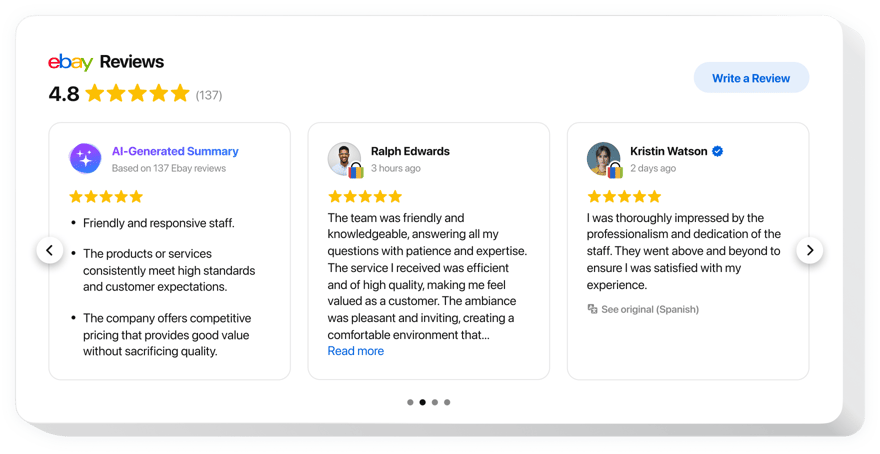 eBay Bewertungen Widget von Elfsight