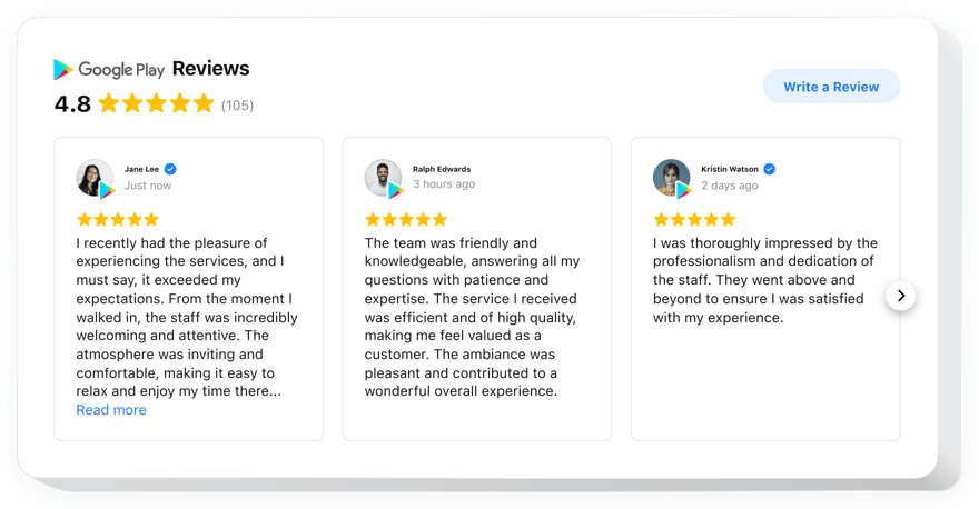 Google Play Reviews Widget