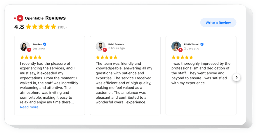 OpenTable Reviews Widget von Elfsight