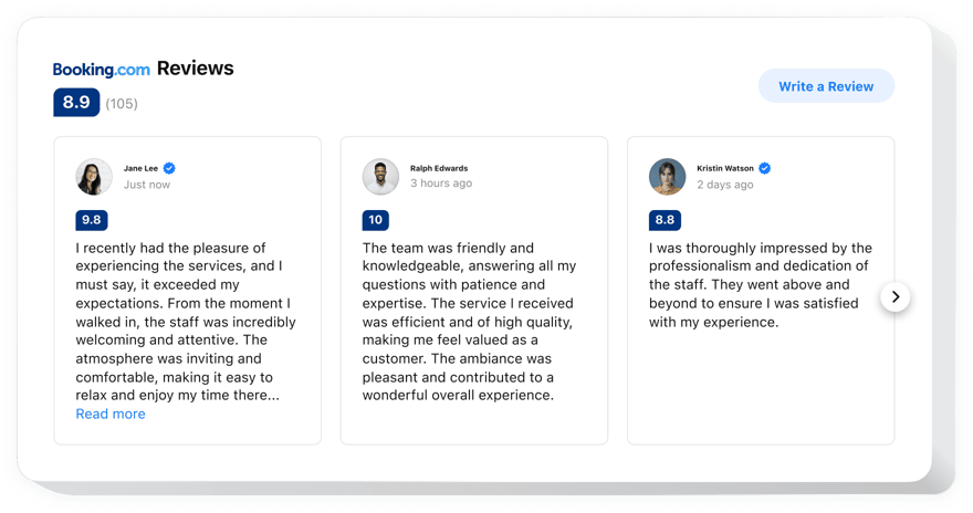 ウェブサイトのBookingレビューウィジェット
