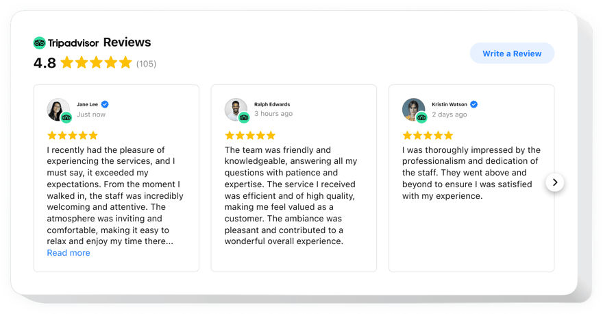  widget to add Tripadvisor reviews to your website