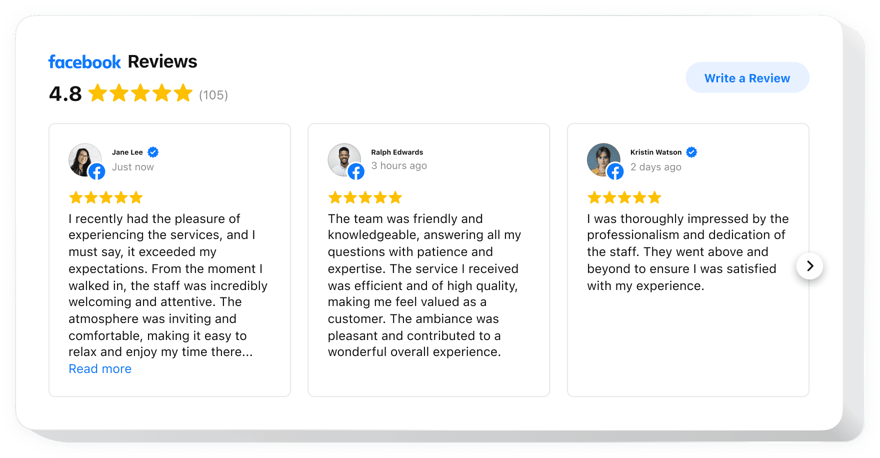 Google Sites Facebook Reviews widget