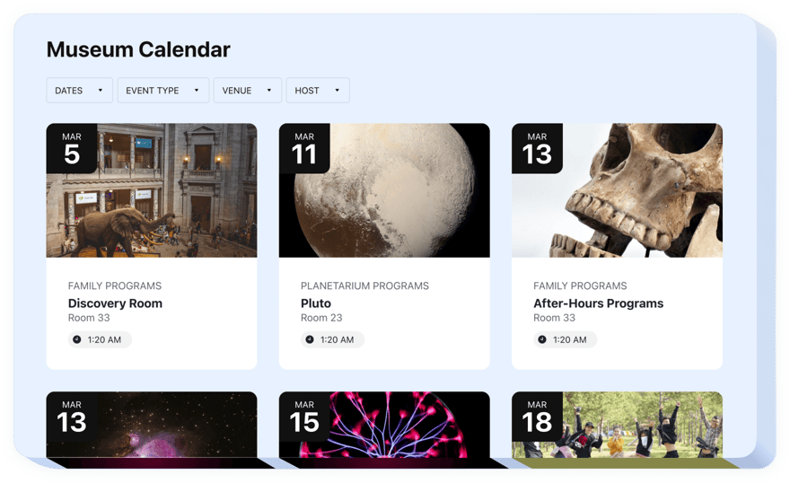 Widget kalendarza wydarzeń Webflow dodaj kalendarz wydarzeń do
