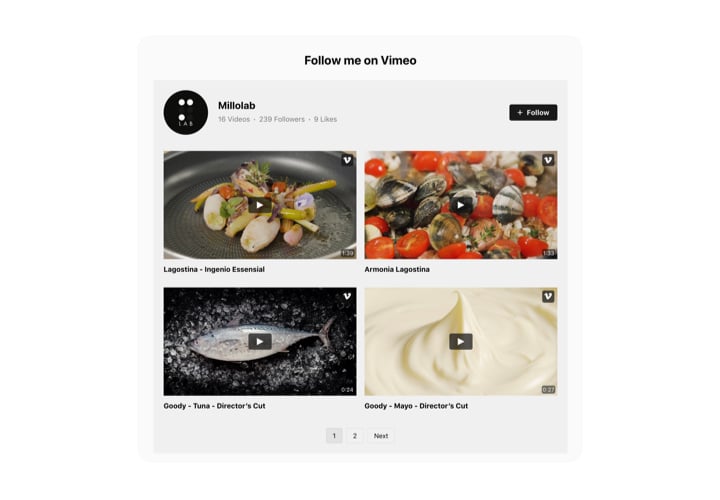 Weebly Vimeo-Videogalerie