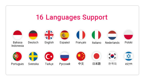 16 Languages Included