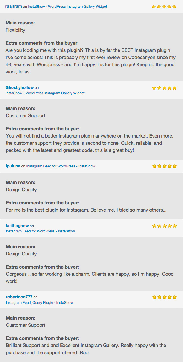 Customer Reviews on InstaShow